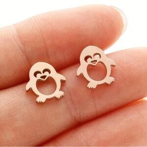 Penguin Rose Gold Toned Stud Earrings